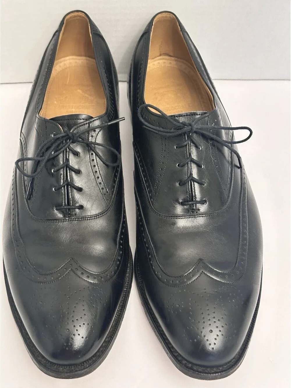 JOHNSTON & MURPHY CROWN ARISTOCRAFTSZ 10.5D MADE IN USA BLACK